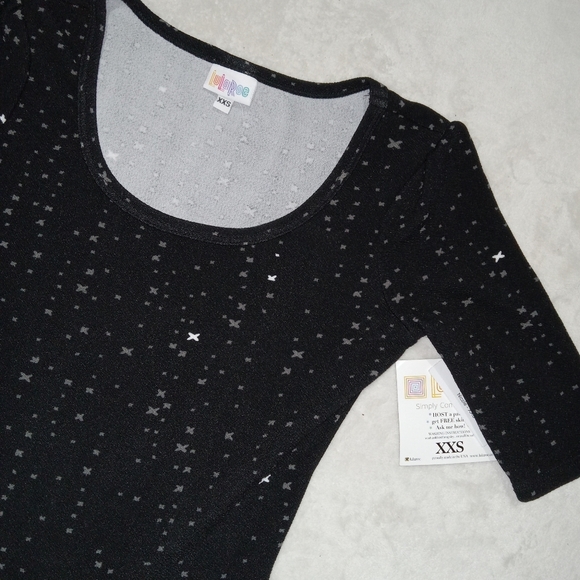 LulaRoe NWT Black & White Print Nicole 1/4sleeve Fit & Flare Dress XXS - Picture 2 of 8